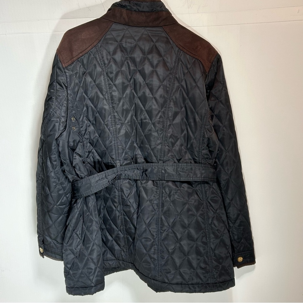 Vince Camuto Black Quilted Jacket with Brown Trim and Gold Accents Size 1X - Picture 2 of 14